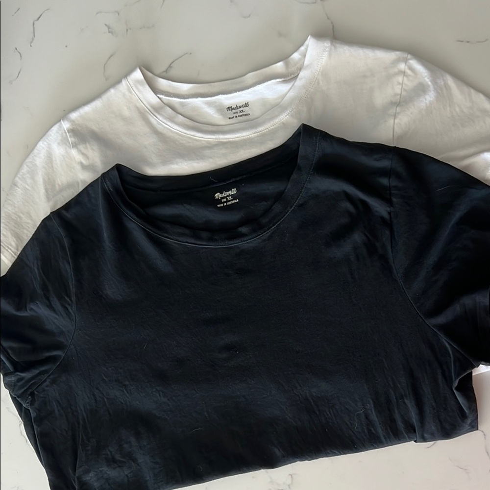Madewell Classic 100% Cotton Black and White Tees - Sz XL